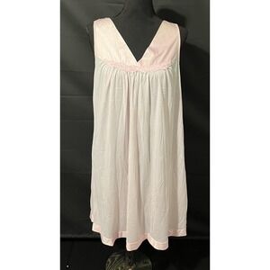 Vanity Fair Nightgown Womens Medium Pink Satin Trim Sleeveless Style 30-107